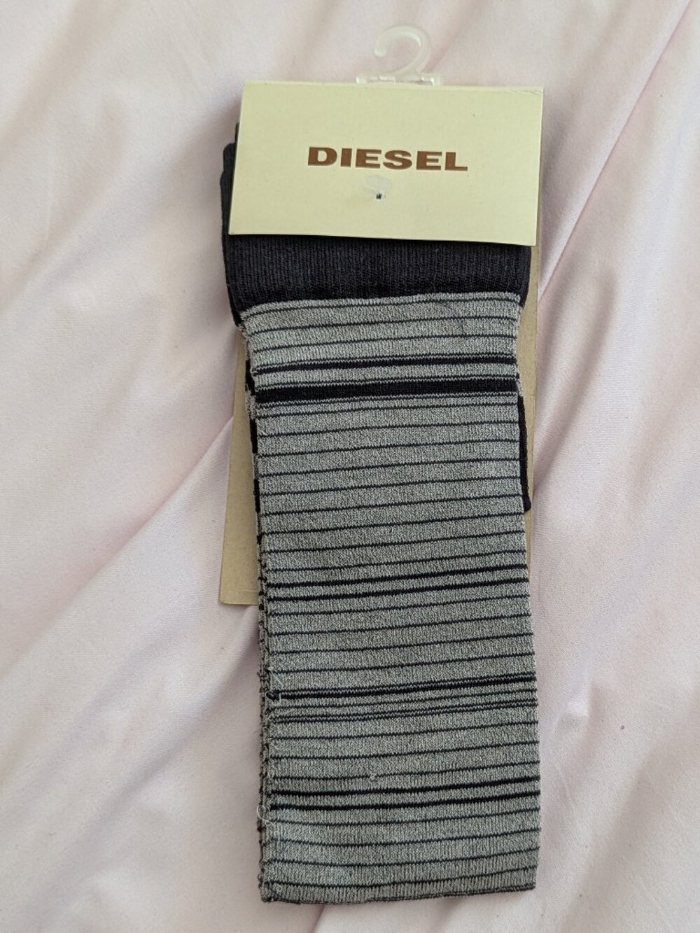 Diesel NWT Grey Striped Ribbed Italy Socks Size II